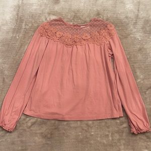 Girl’s Gap Pink Lace Trim Top Size XL